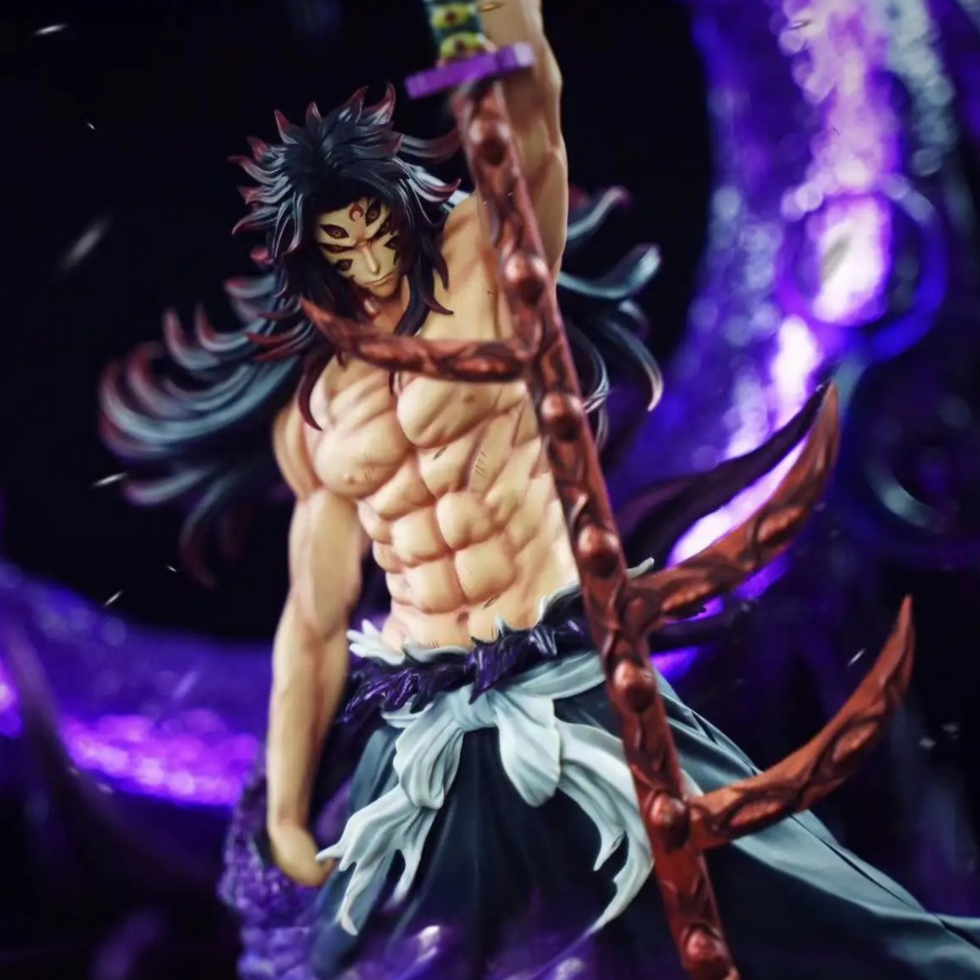 Animated character with a large weapon against a dark background
