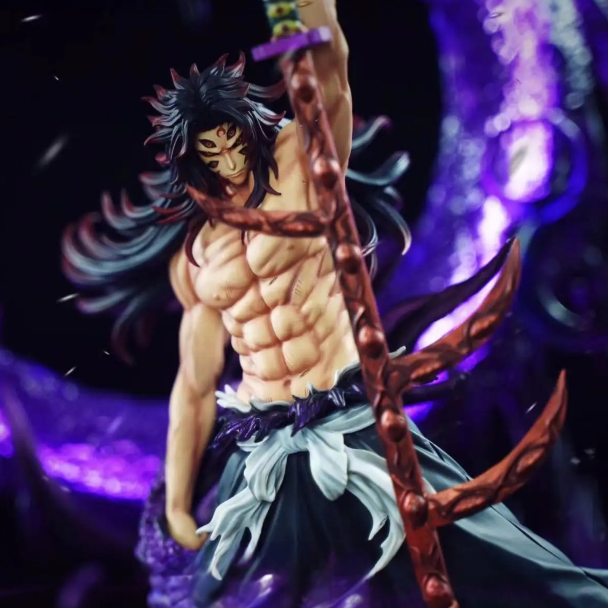 Animated character with a large weapon against a dark background