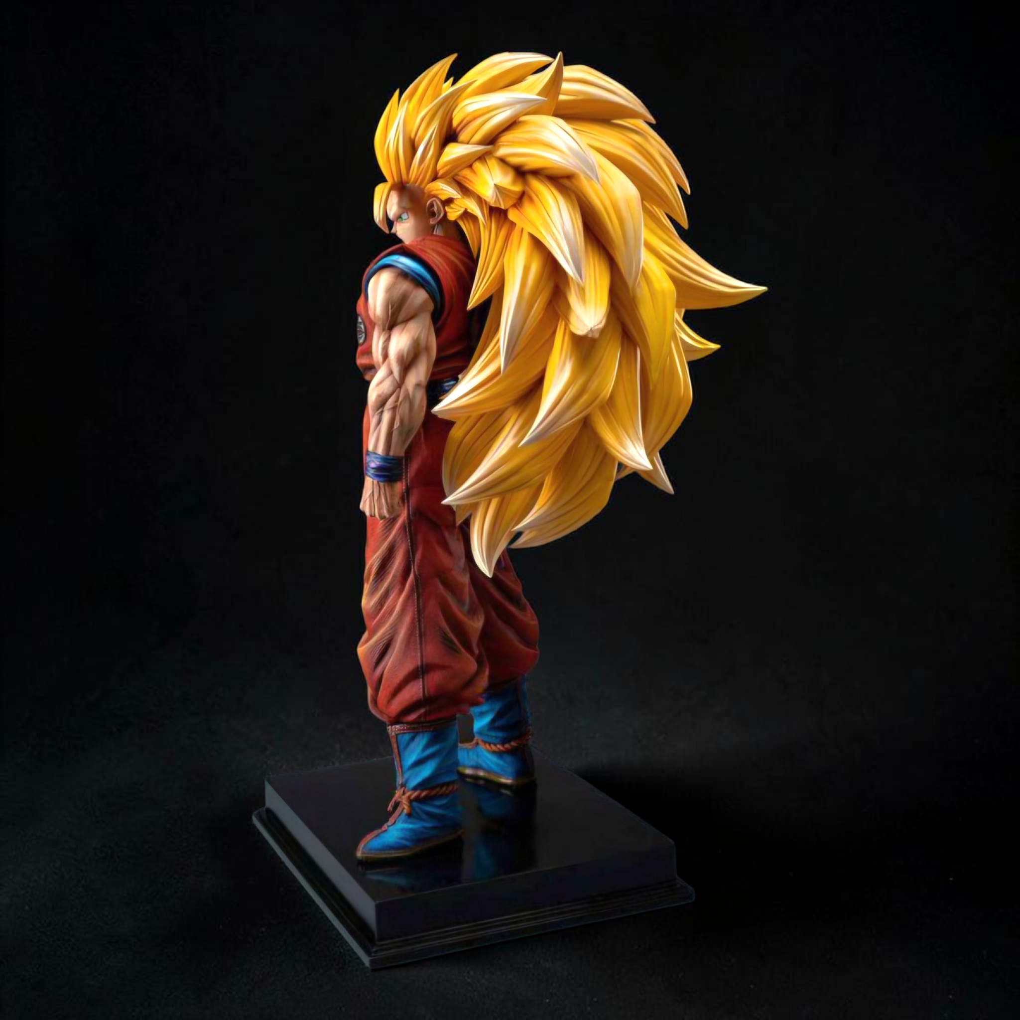 Super Saiyan Goku figure on a black background