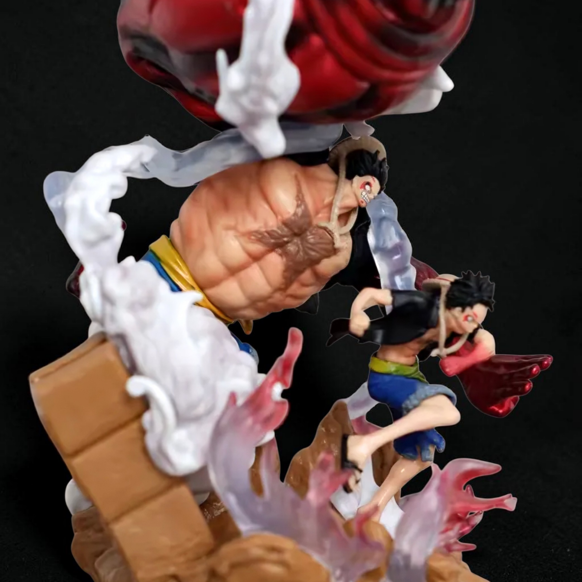 Action figure with dynamic pose on a black background