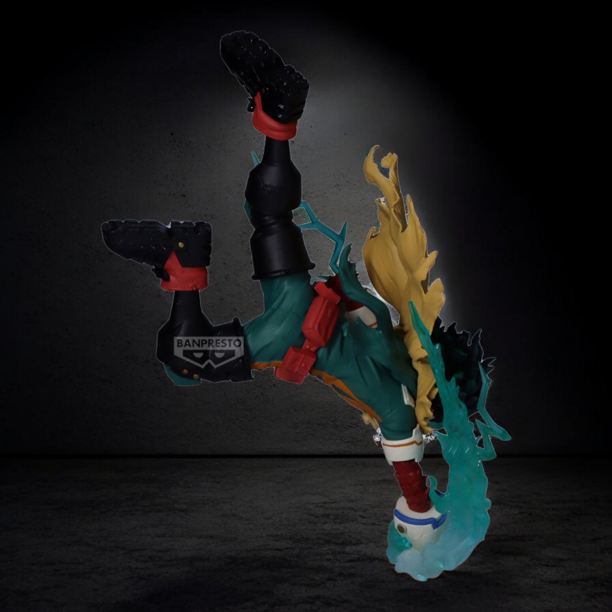 Colorful action figure with dynamic pose on a dark background