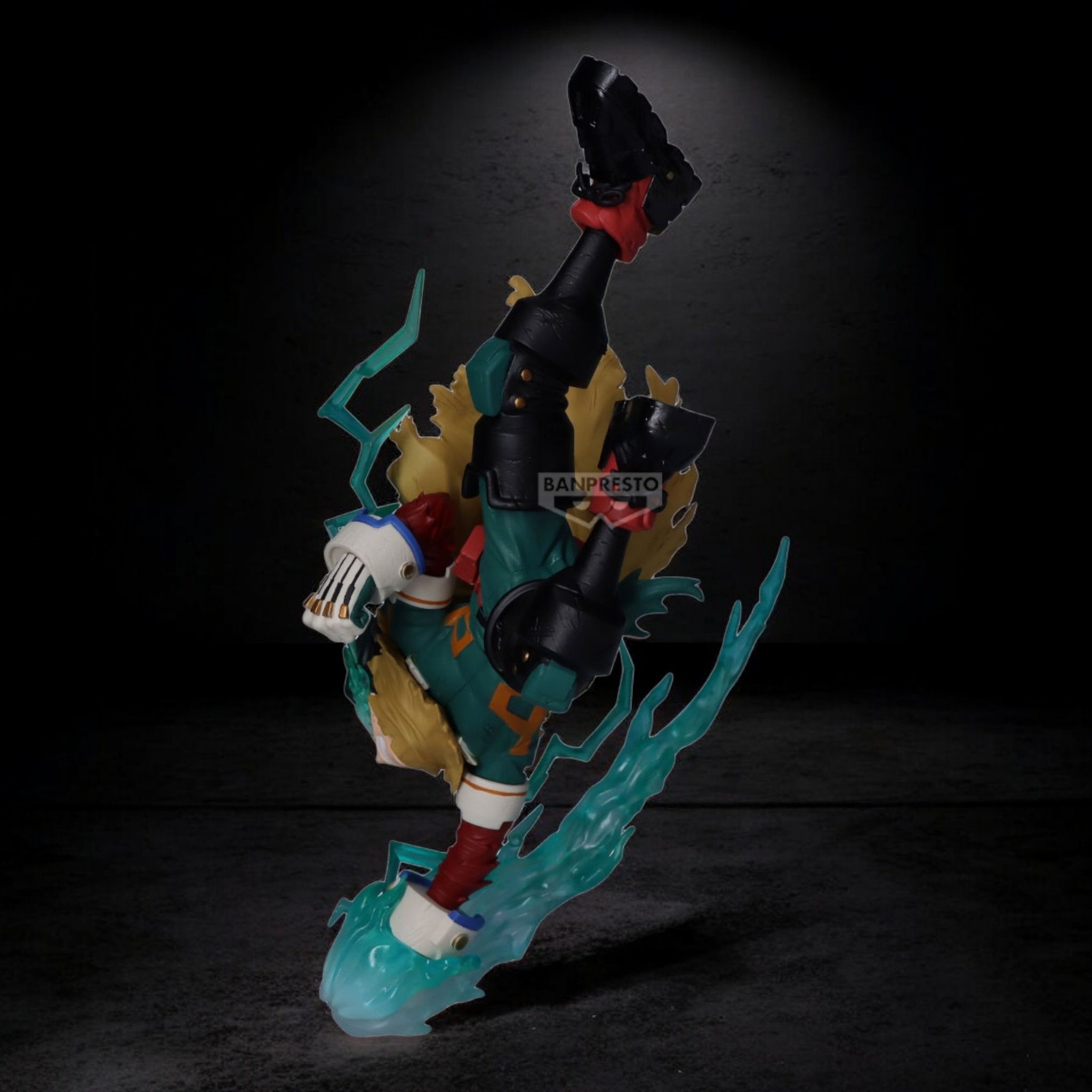 Action figure with dynamic pose on a dark background