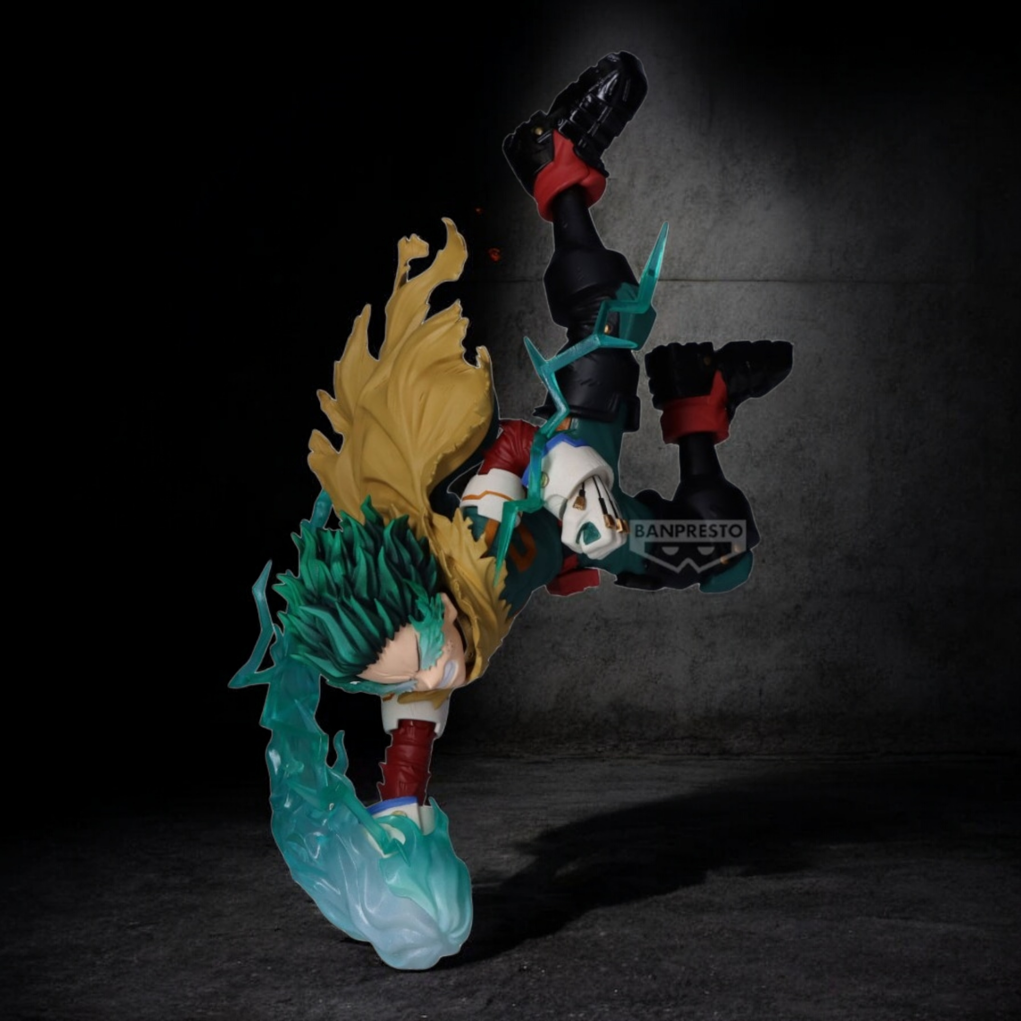 Colorful action figure with dynamic pose on a dark background