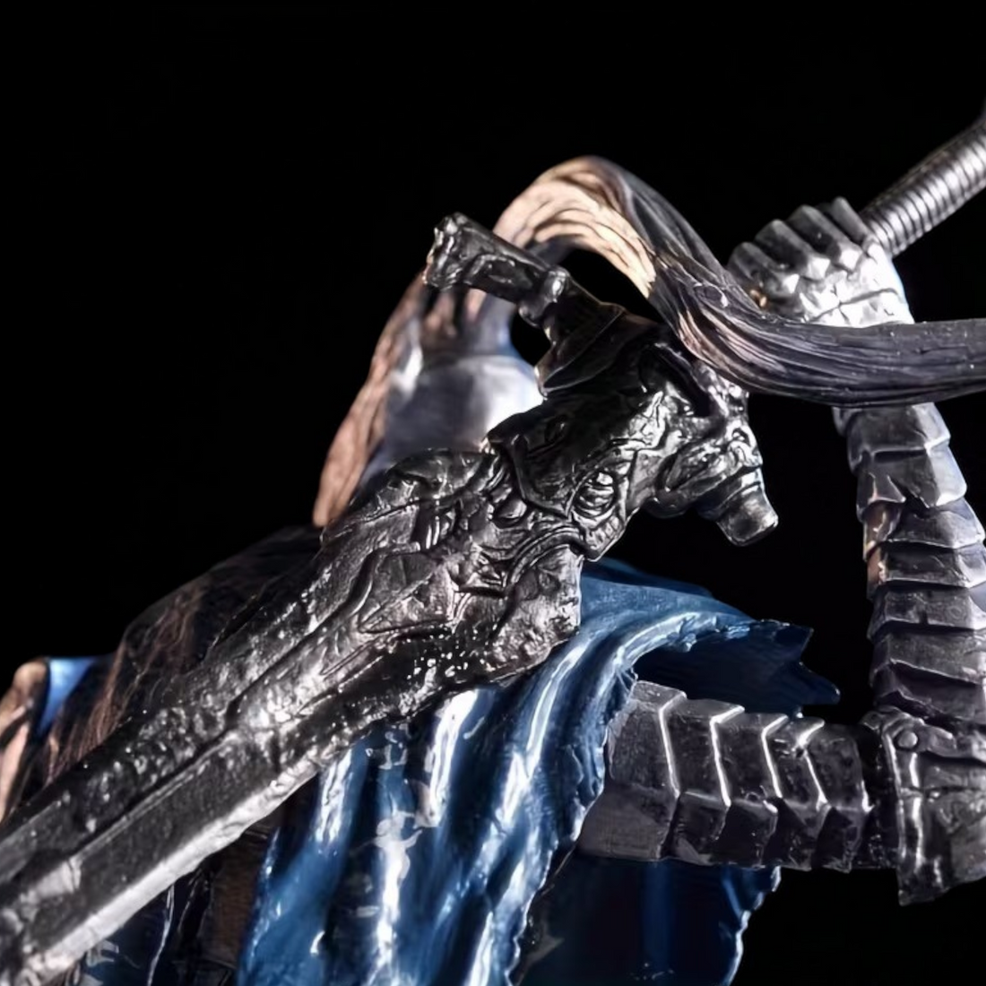 Skeletal warrior in armor with a bow in a dark, gothic setting