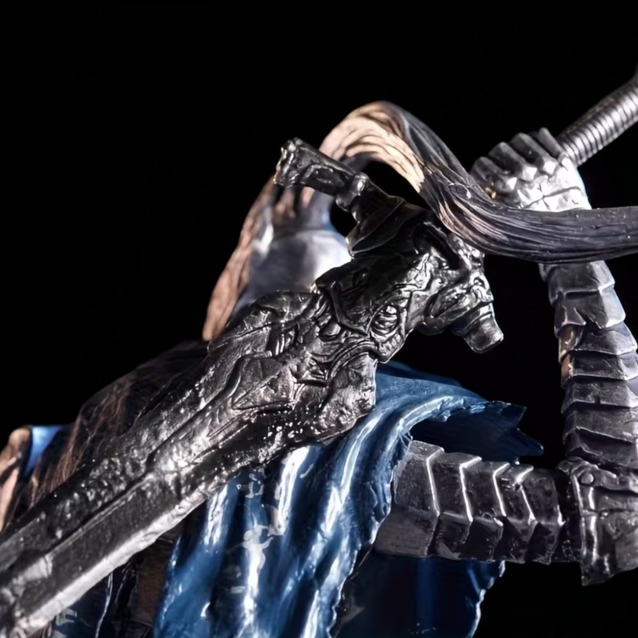 Skeletal warrior in armor with a bow in a dark, gothic setting