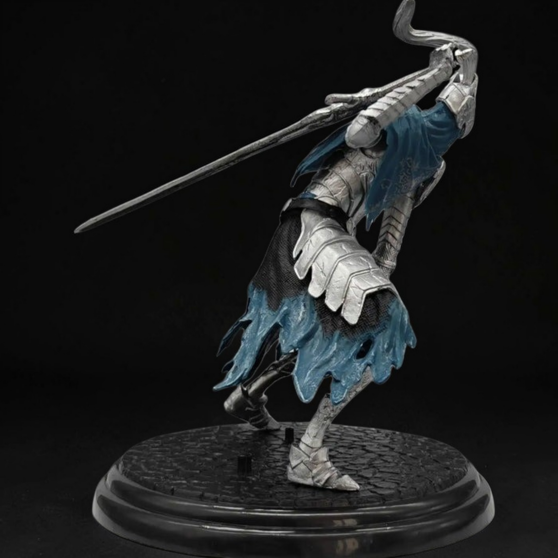 Skeletal warrior in armor with a bow in a dark, gothic setting