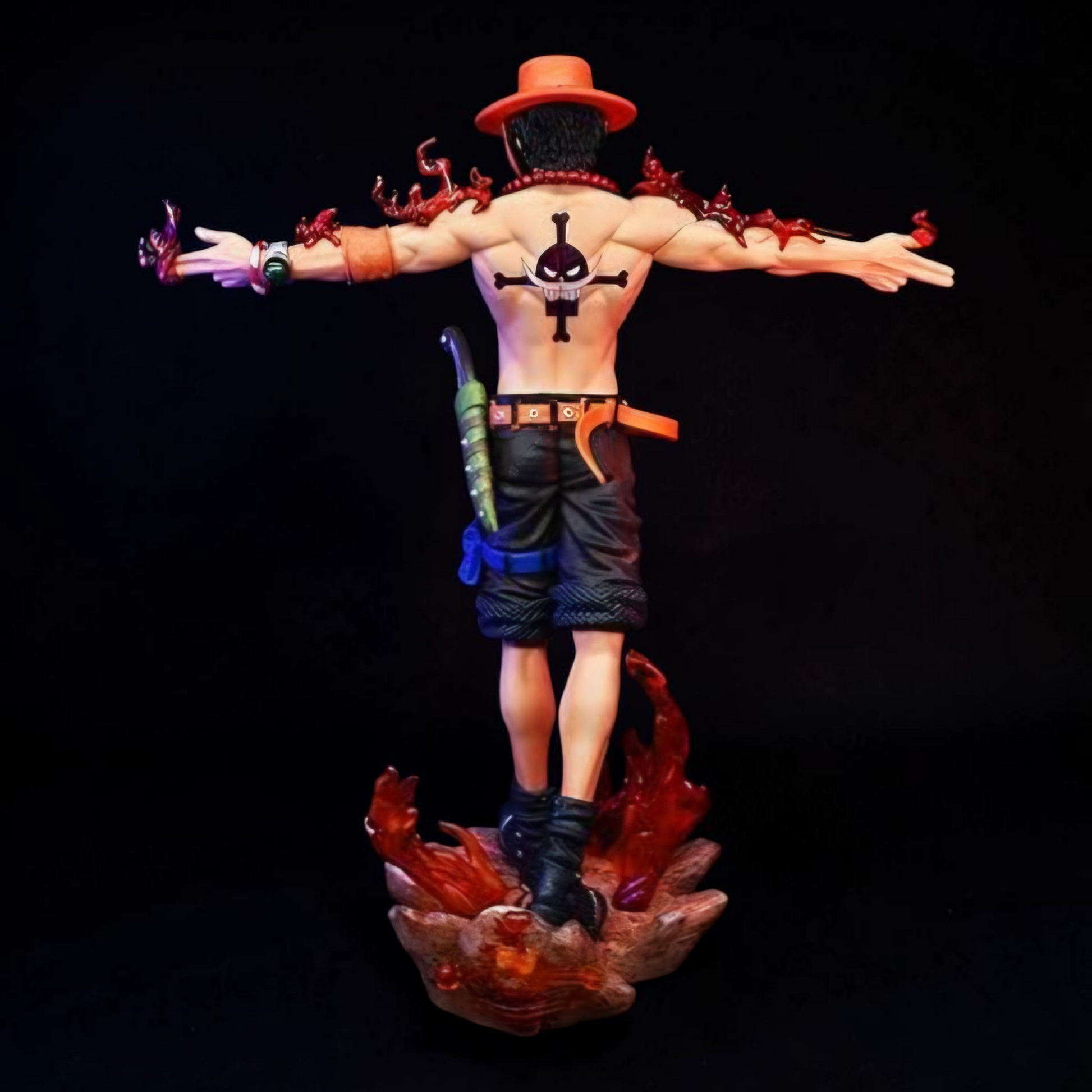 Action figure with a stylized design on a black background