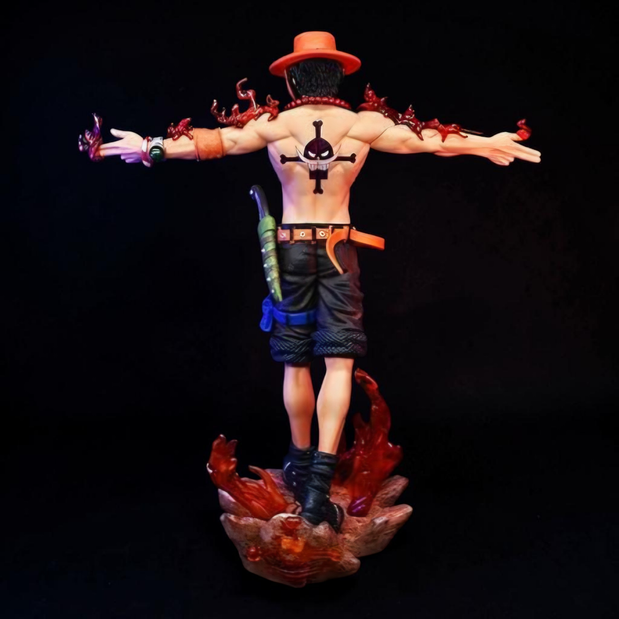 Action figure with a stylized design on a black background