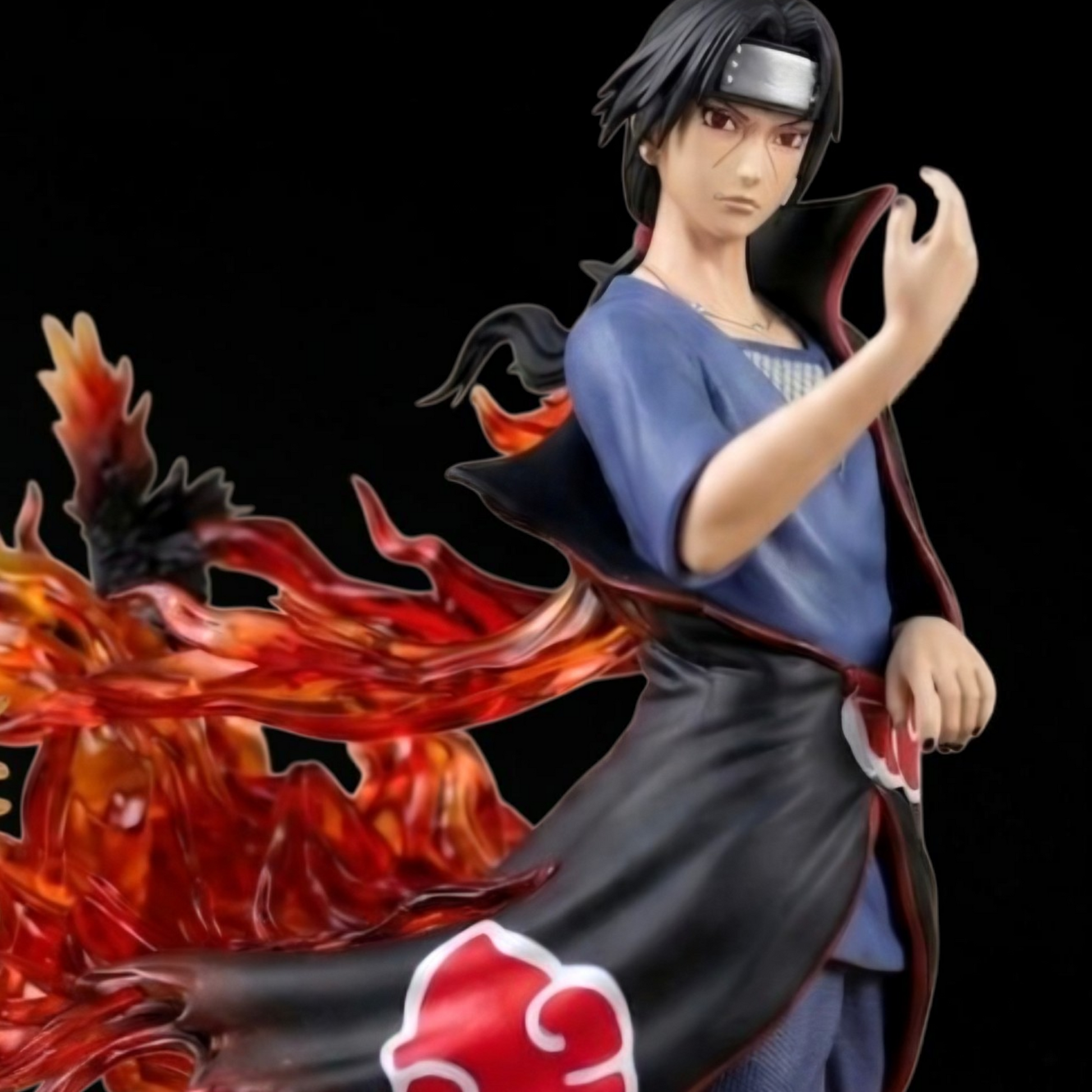 Anime character with fiery effects on a black background