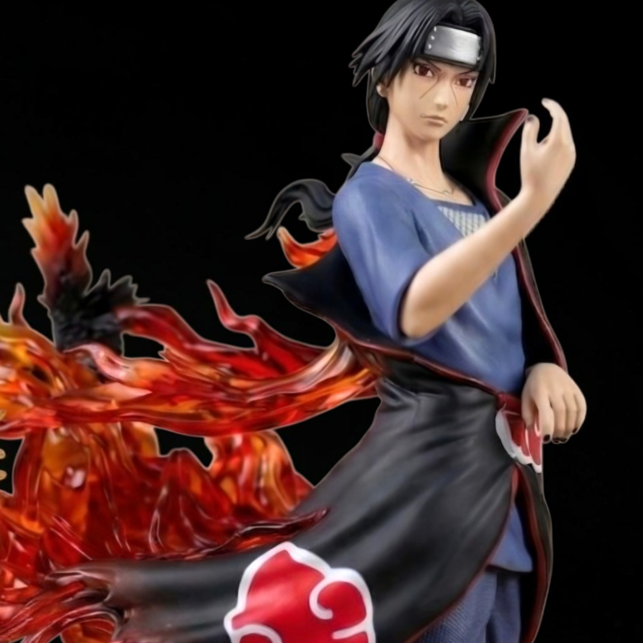 Anime character with fiery effects on a black background