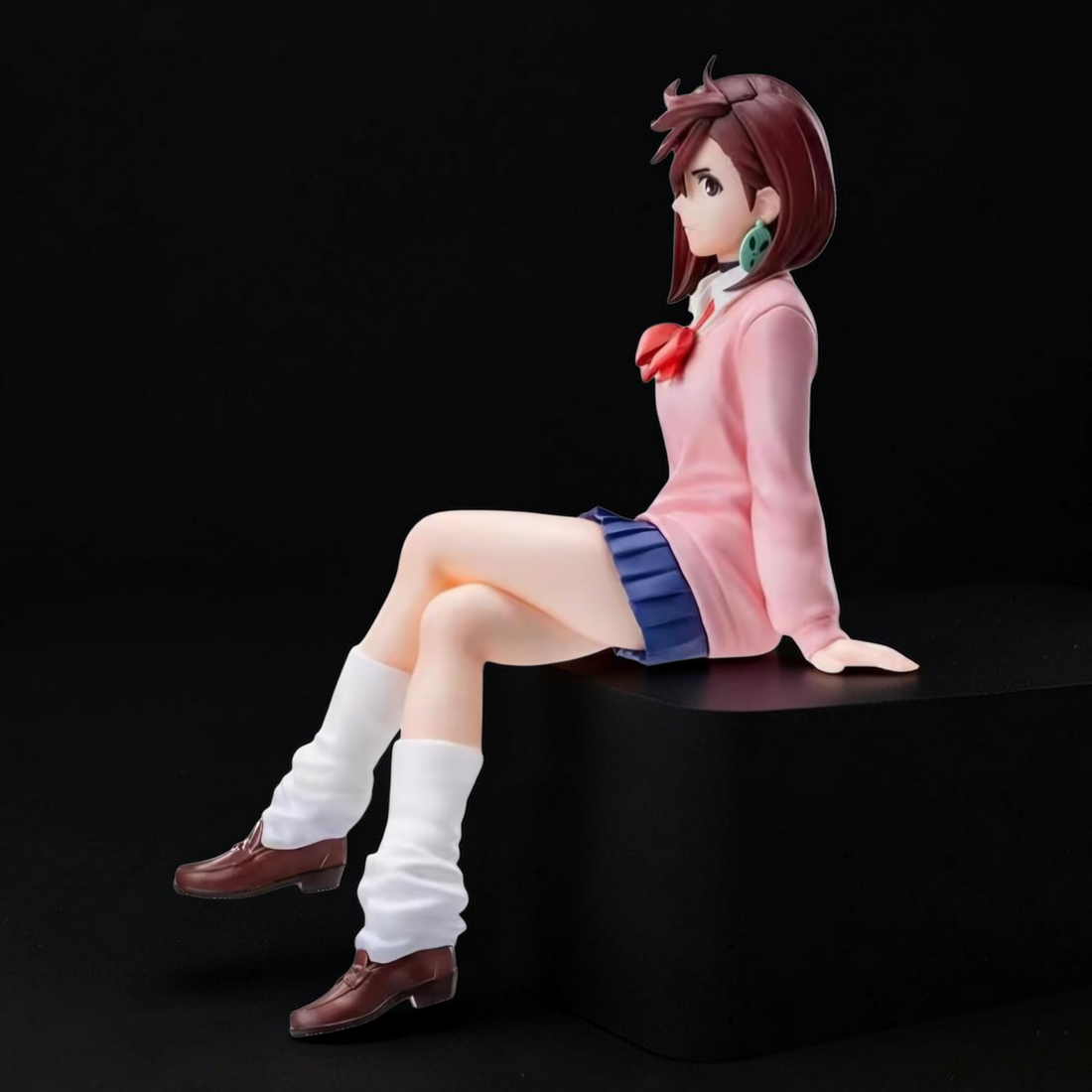 Anime-style character in a room with books, jars, and posters