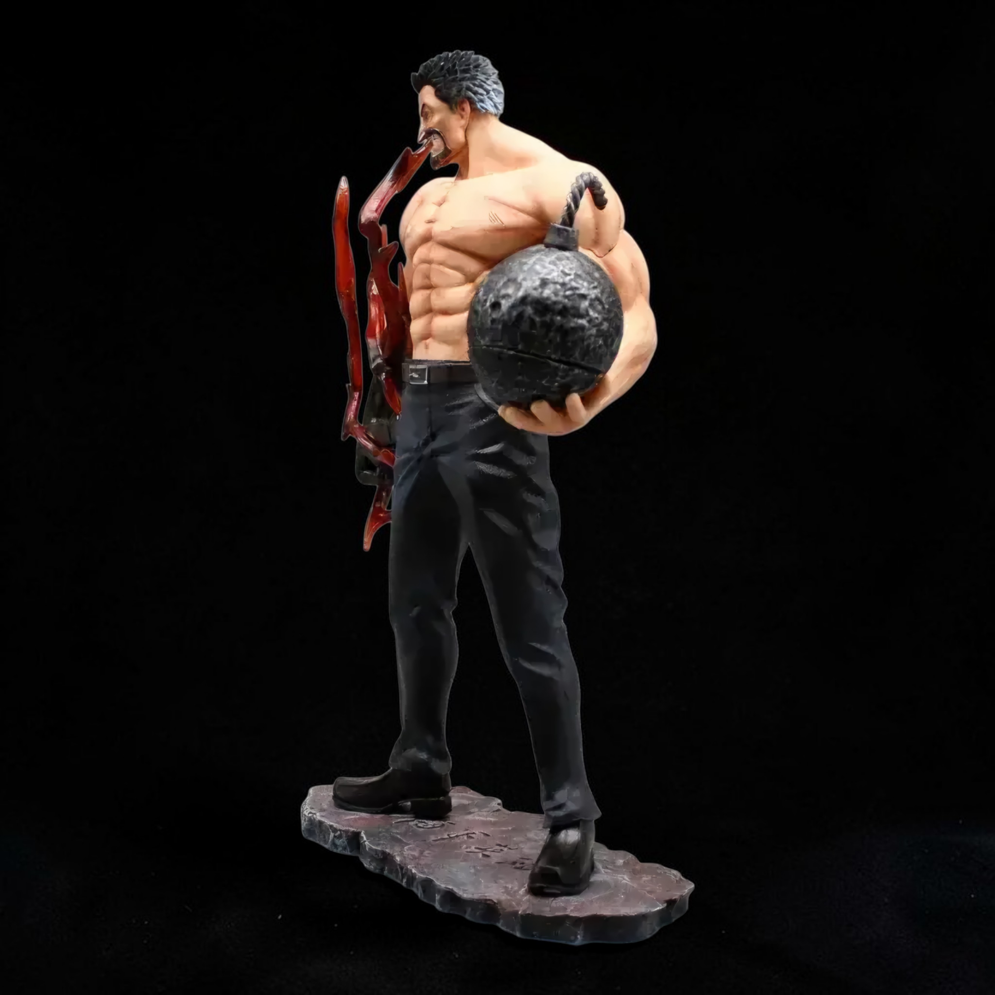Muscular figure with red tentacles in a chaotic naval battle scene