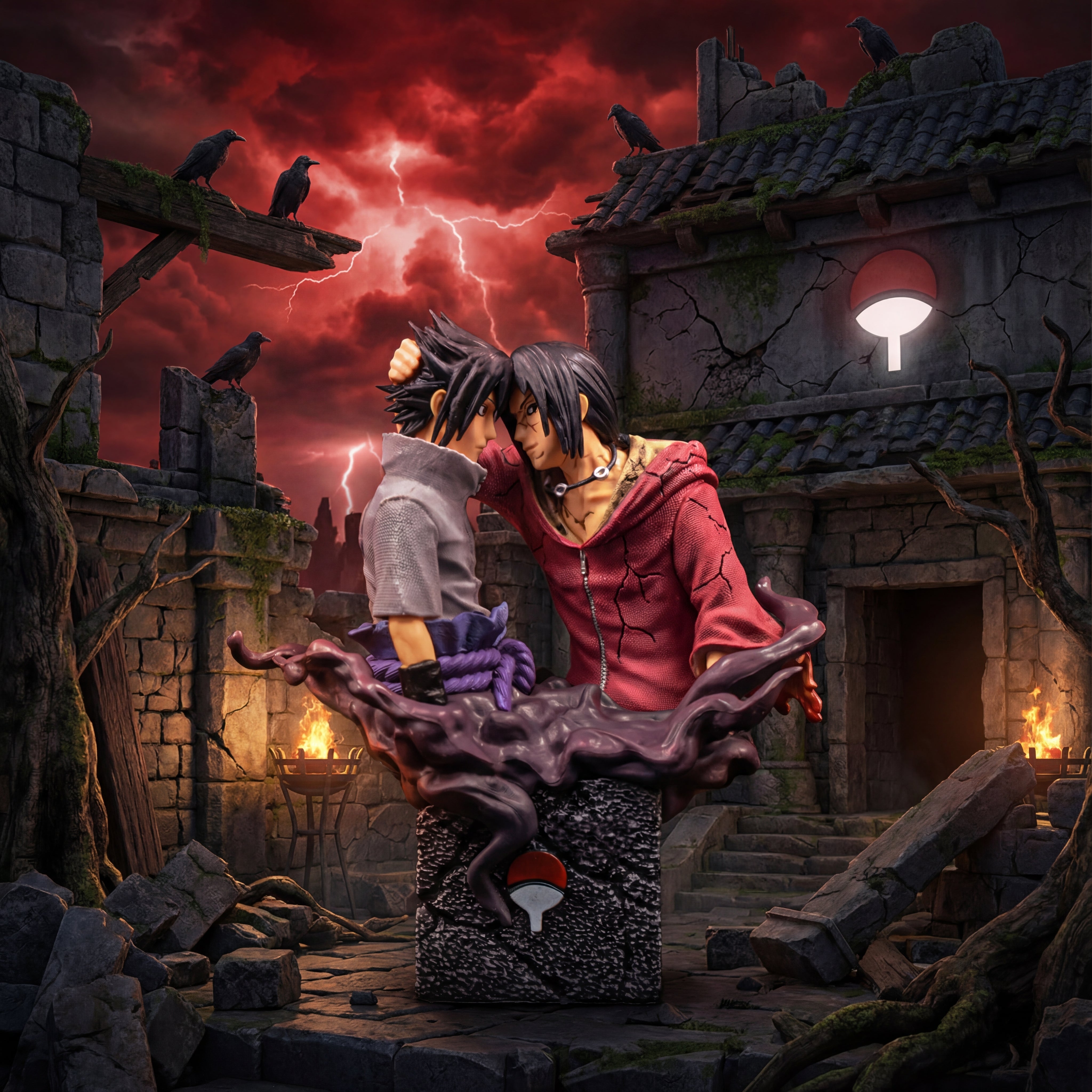 Sasuke Uchiha vs Itachi Uchiha Action Figure | Naruto Shippuden Anime Duel Collectible Statue