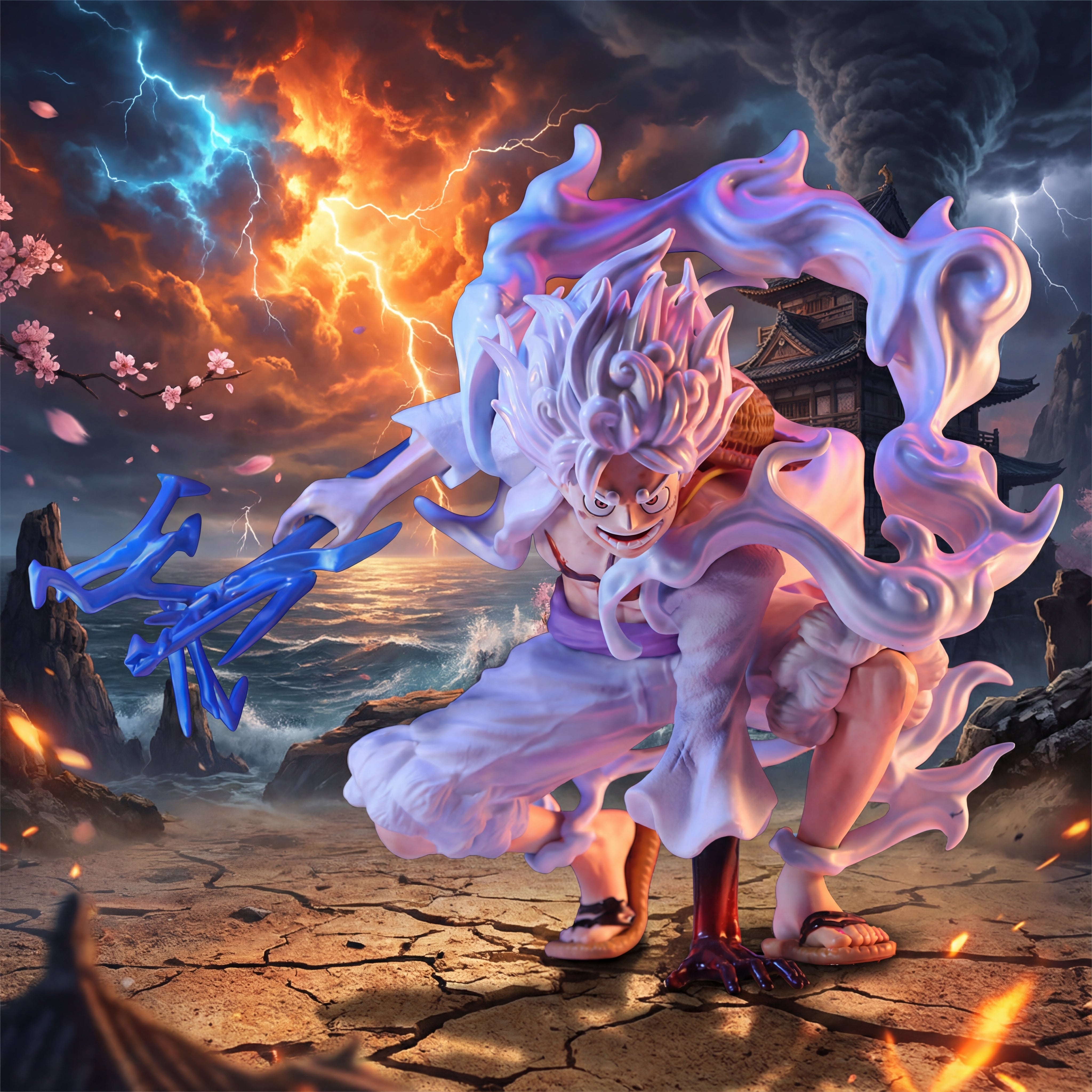 Monkey D. Luffy Gear 5 Action Figure | One Piece Anime Collectible Statue with Dynamic Energy Effects