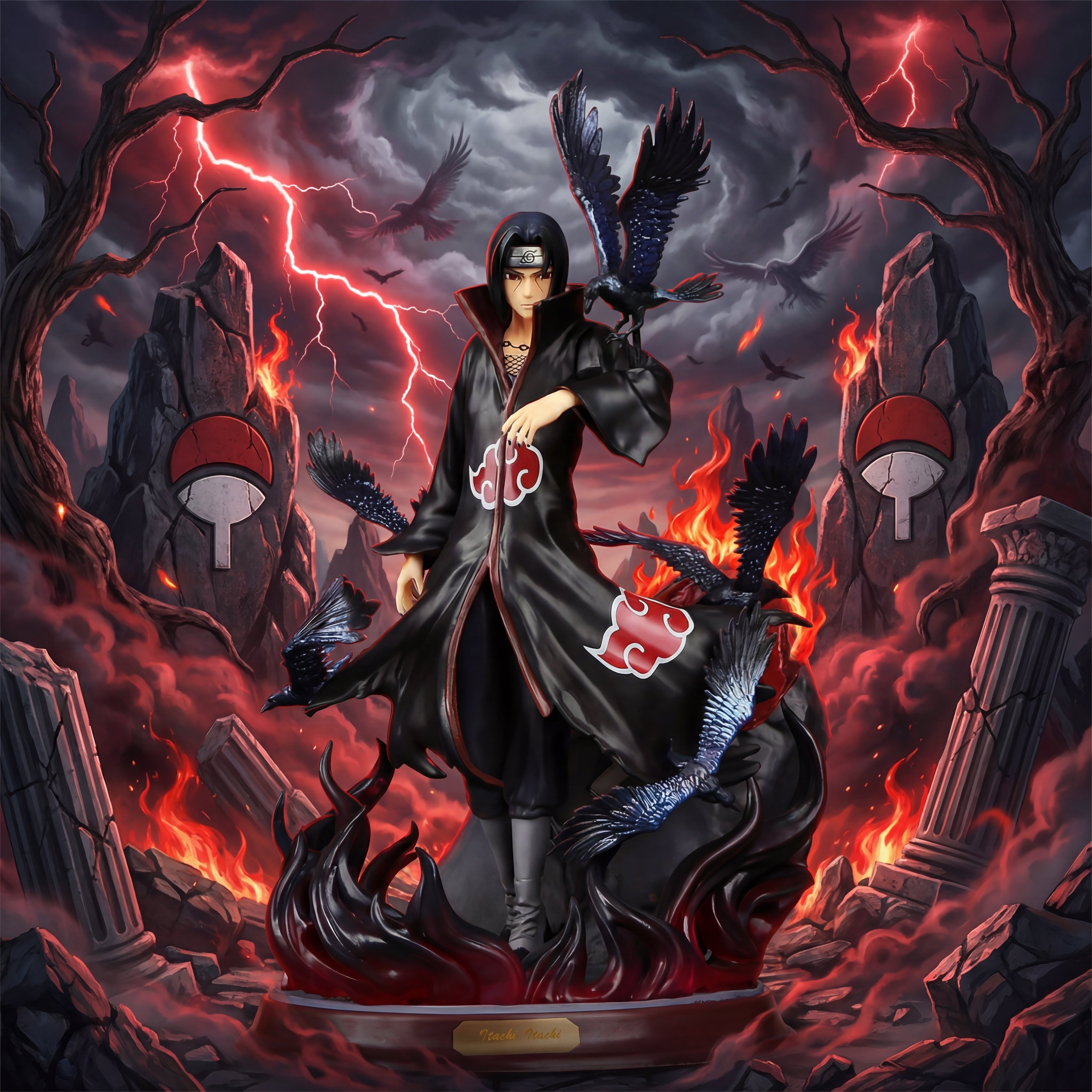 Itachi Uchiha Crow Summoning Action Figure | Naruto Shippuden Anime Premium Collectible Statue