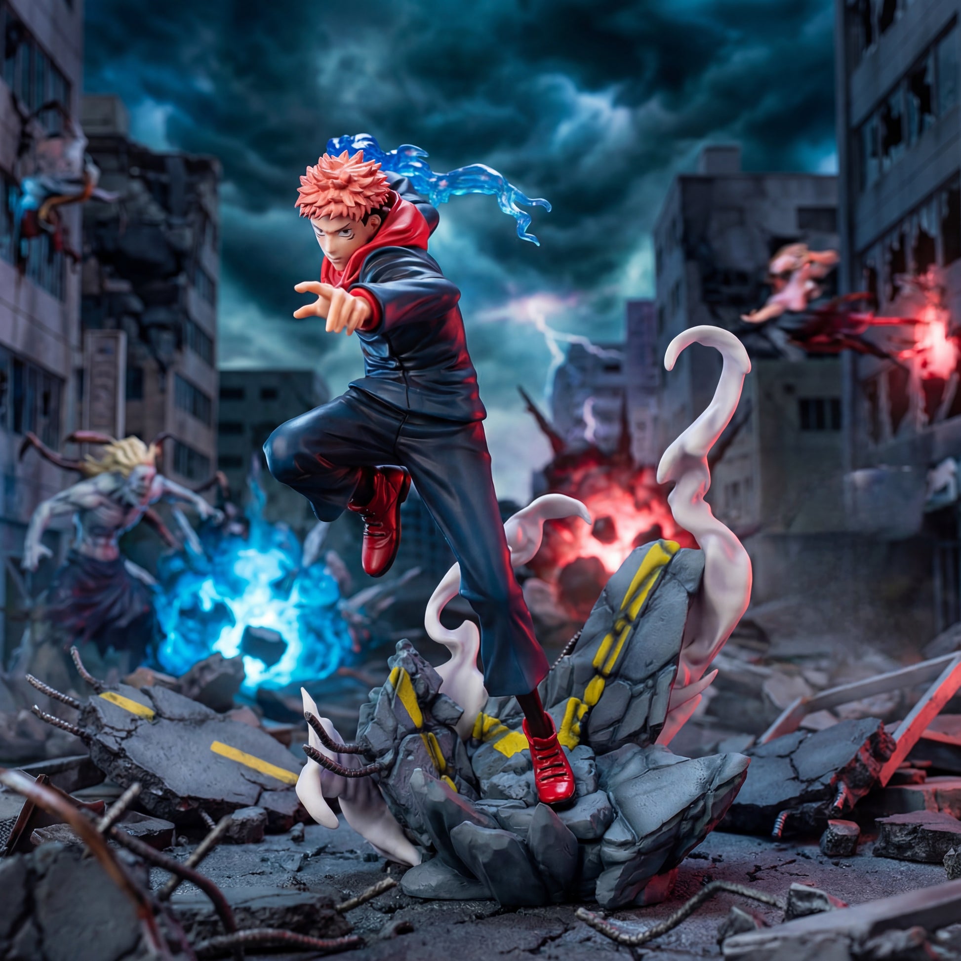 Yuji Itadori Mid-Air Attack Pose Action Figure | Jujutsu Kaisen Anime Dynamic Collectible Statue