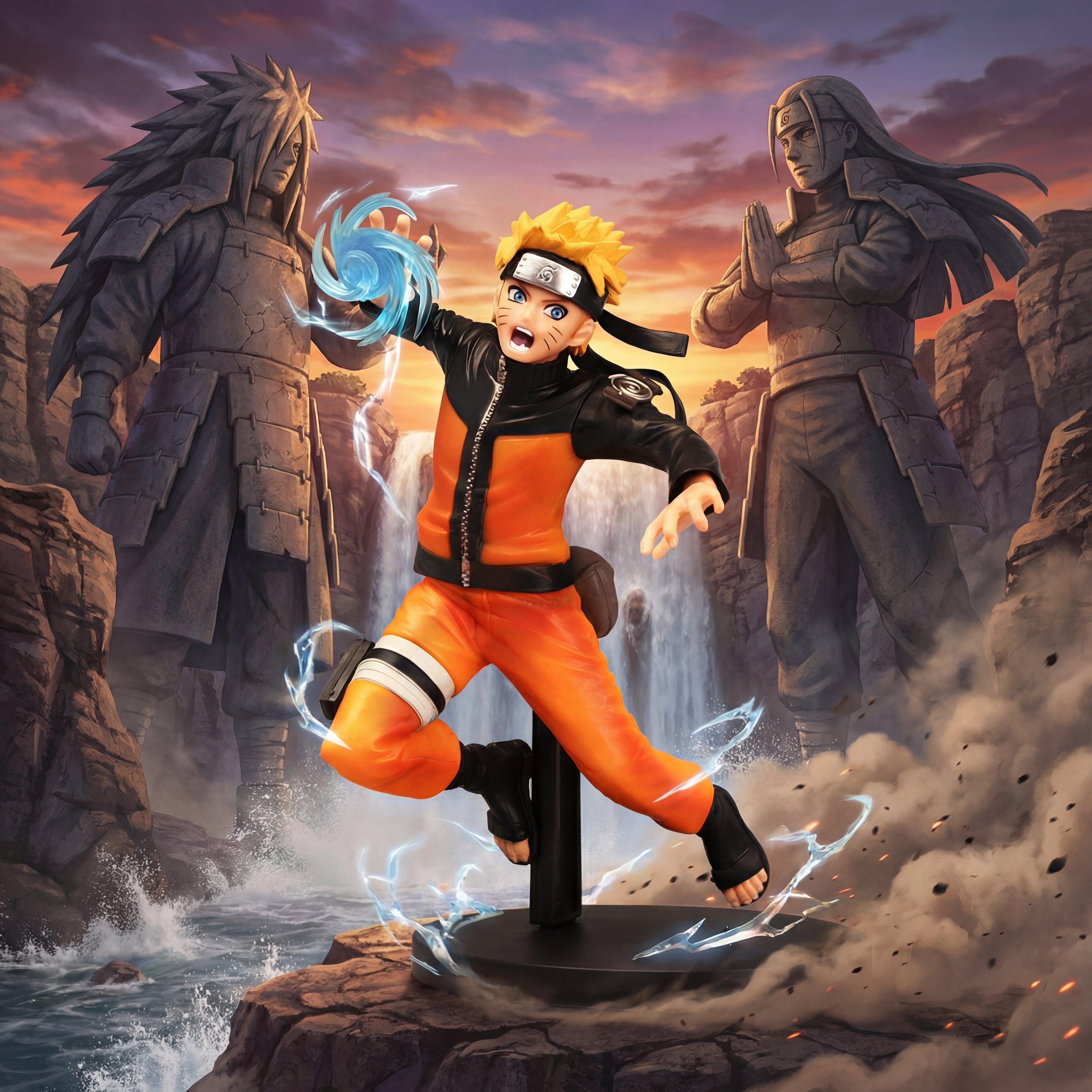 Naruto Uzumaki Mid-Air Rasengan Attack Pose Action Figure | Naruto Anime Dynamic Collectible Statue