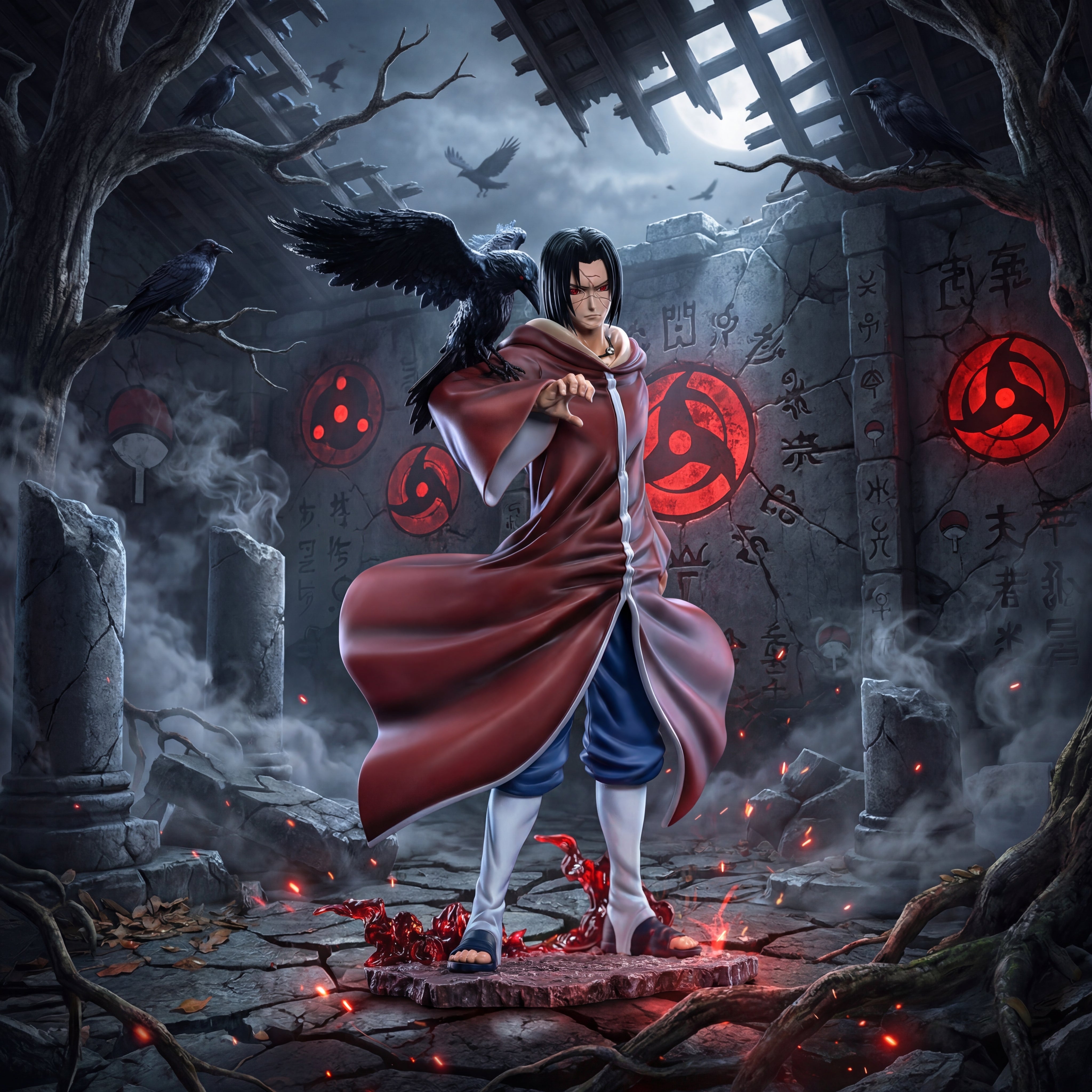 Uchiha Itachi Edo Tensei Battle Pose Statue | Naruto Shippuden Premium Anime Collectible Figure