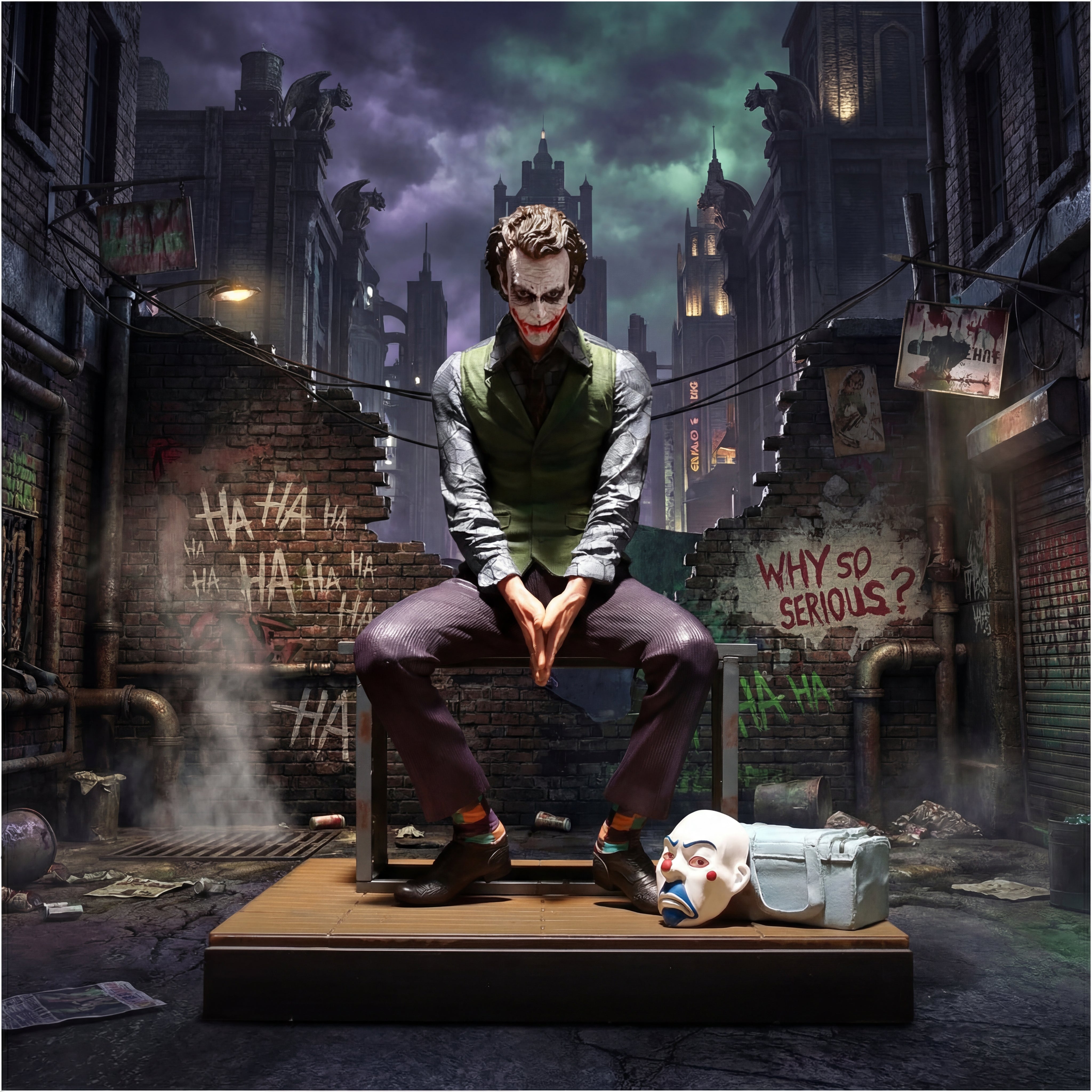 The Joker Interrogation Room Seated Pose Figure | DC Dark Knight Premium Collectible