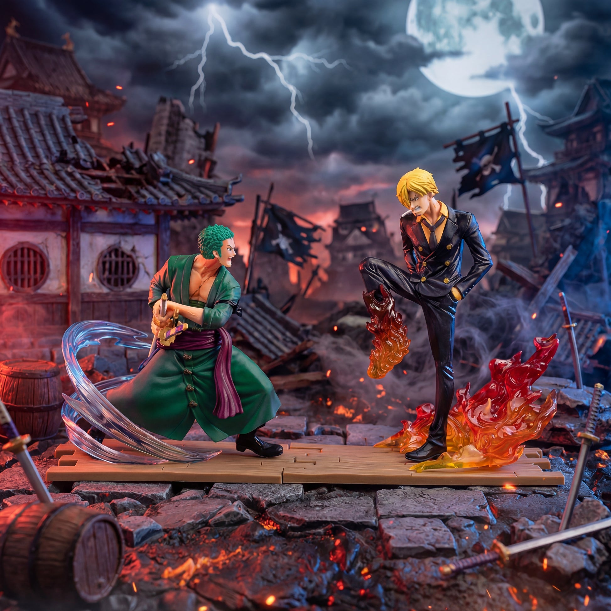 Roronoa Zoro vs Vinsmoke Sanji Rivalry Battle Set | One Piece Premium Anime Collectible