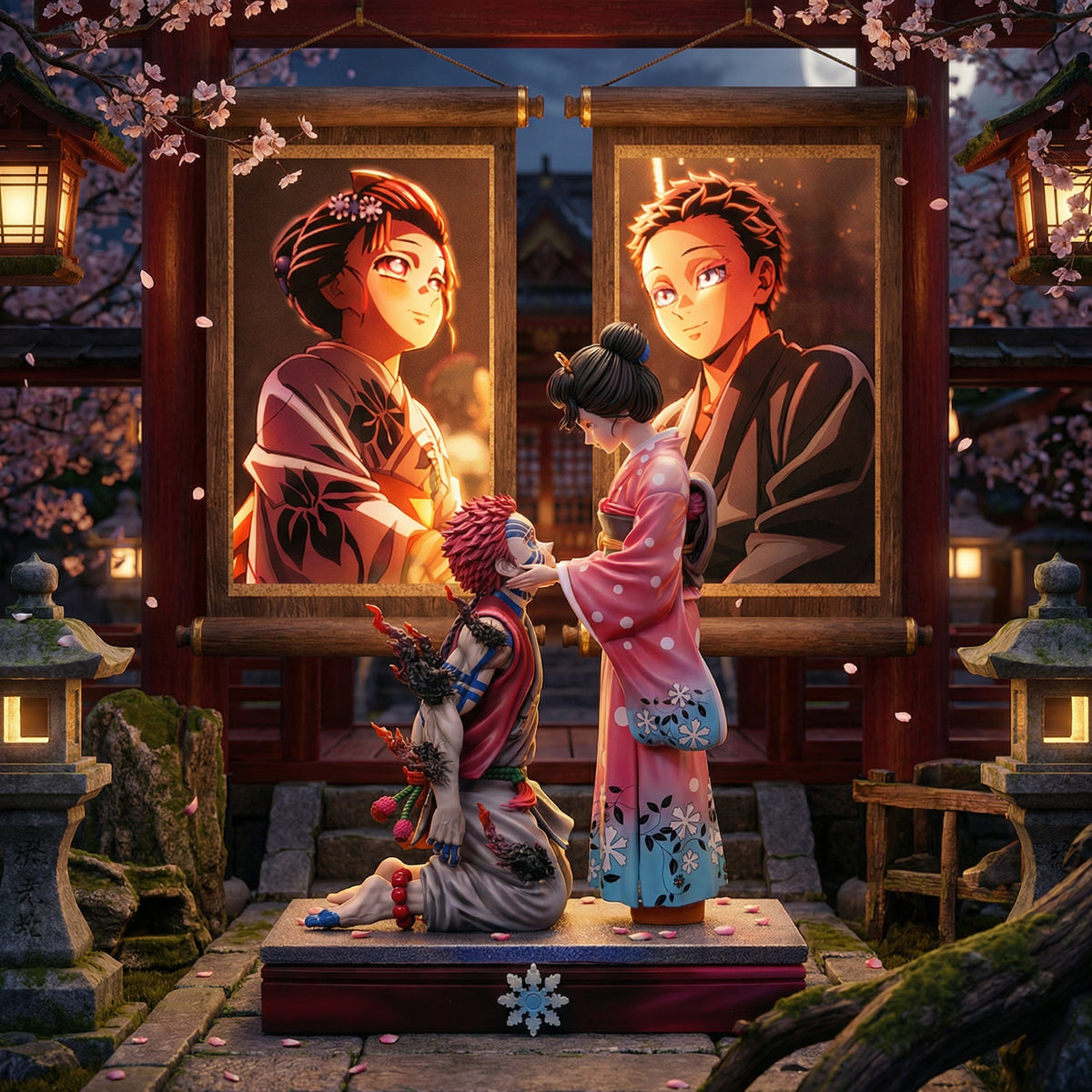 Akaza & Koyuki Emotional Scene GK Statue | Demon Slayer Kimetsu no Yai