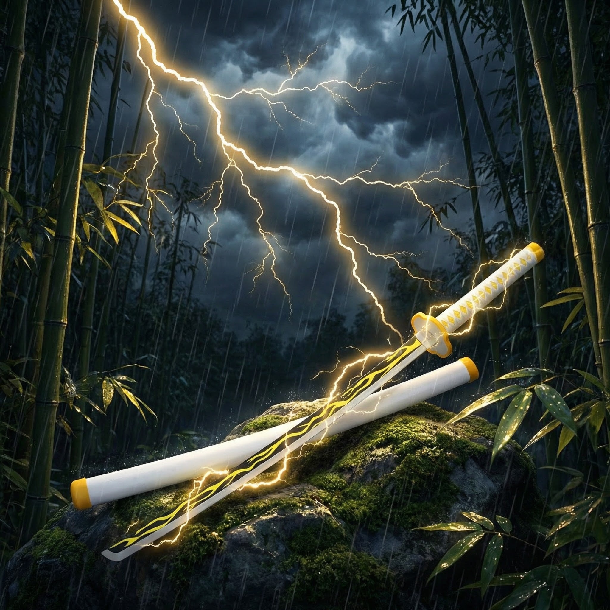 Zenitsu Agatsuma Thunder Breathing Wooden Katana | Demon Slayer Anime Sword