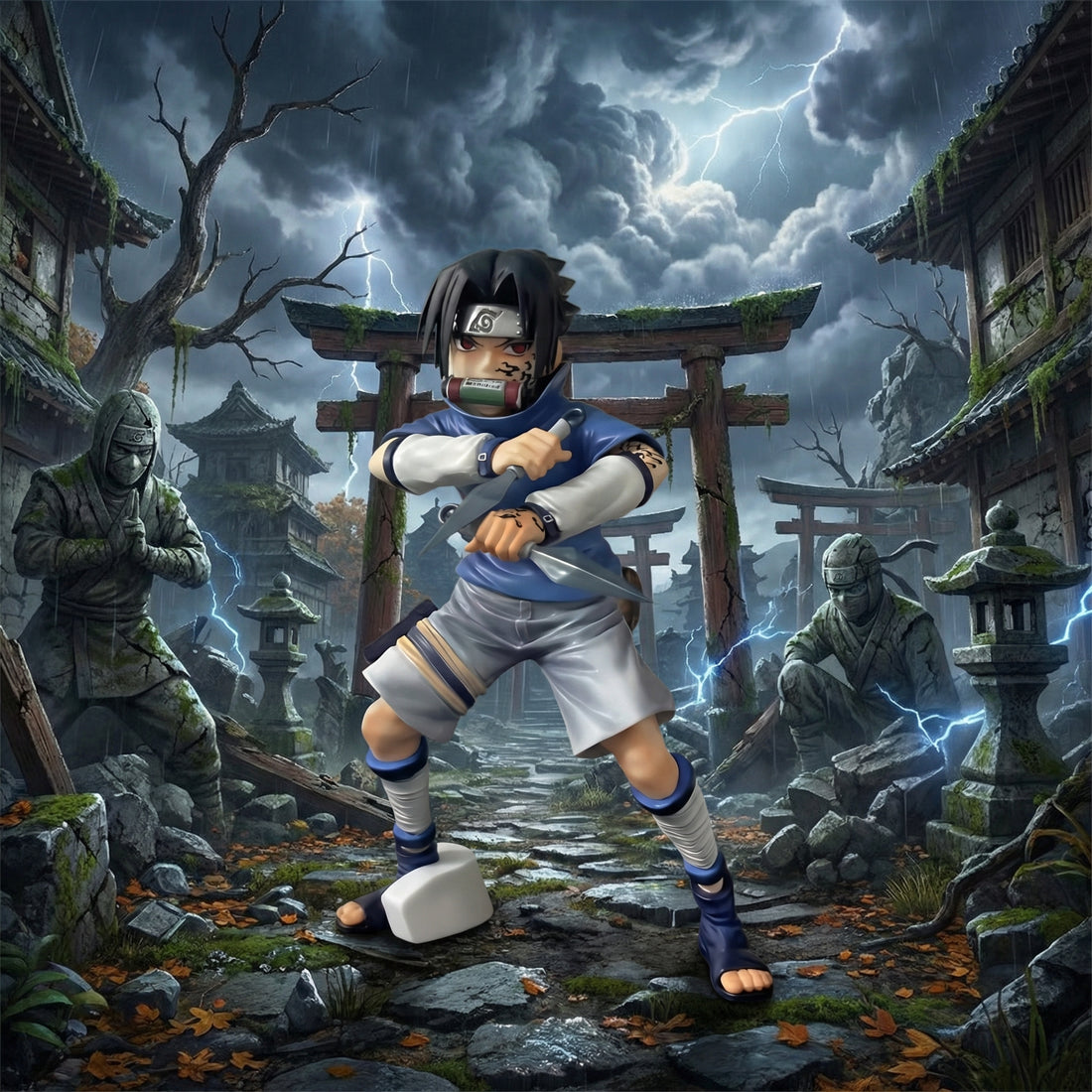 Sasuke Uchiha Cursed Mark Kunai Stance Anime Figure