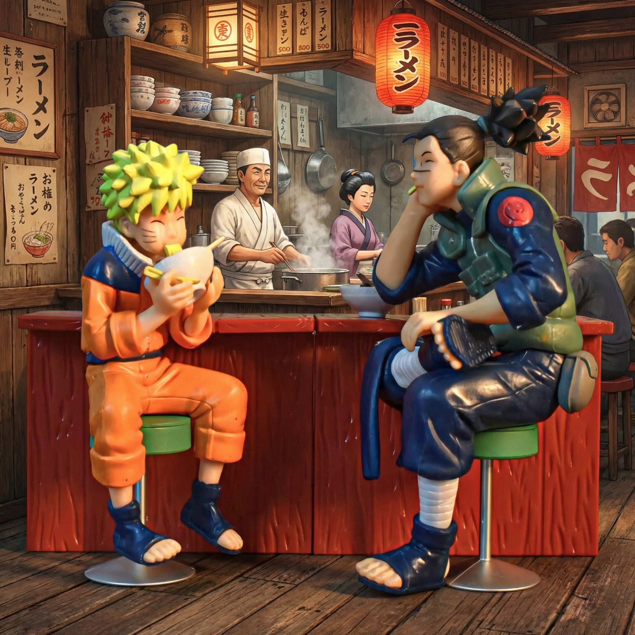 Naruto & Iruka Ramen Shop Scene Naruto Anime Figure Statue