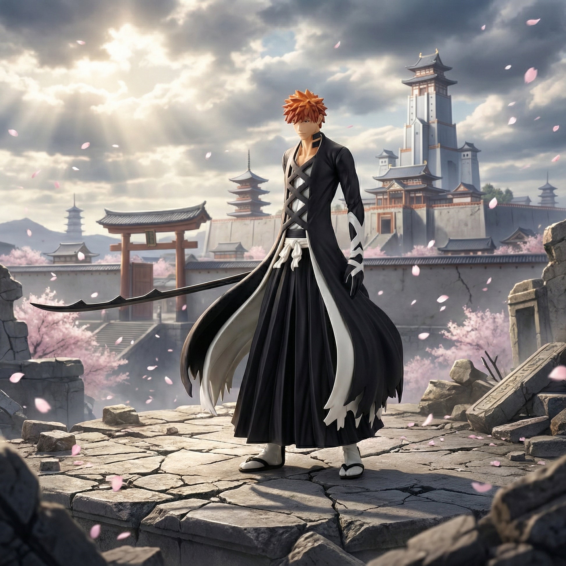 Ichigo Kurosaki Bankai Sword Stance Bleach Anime Figure