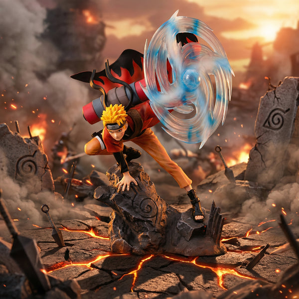 Animated character in a dynamic pose with a fiery background