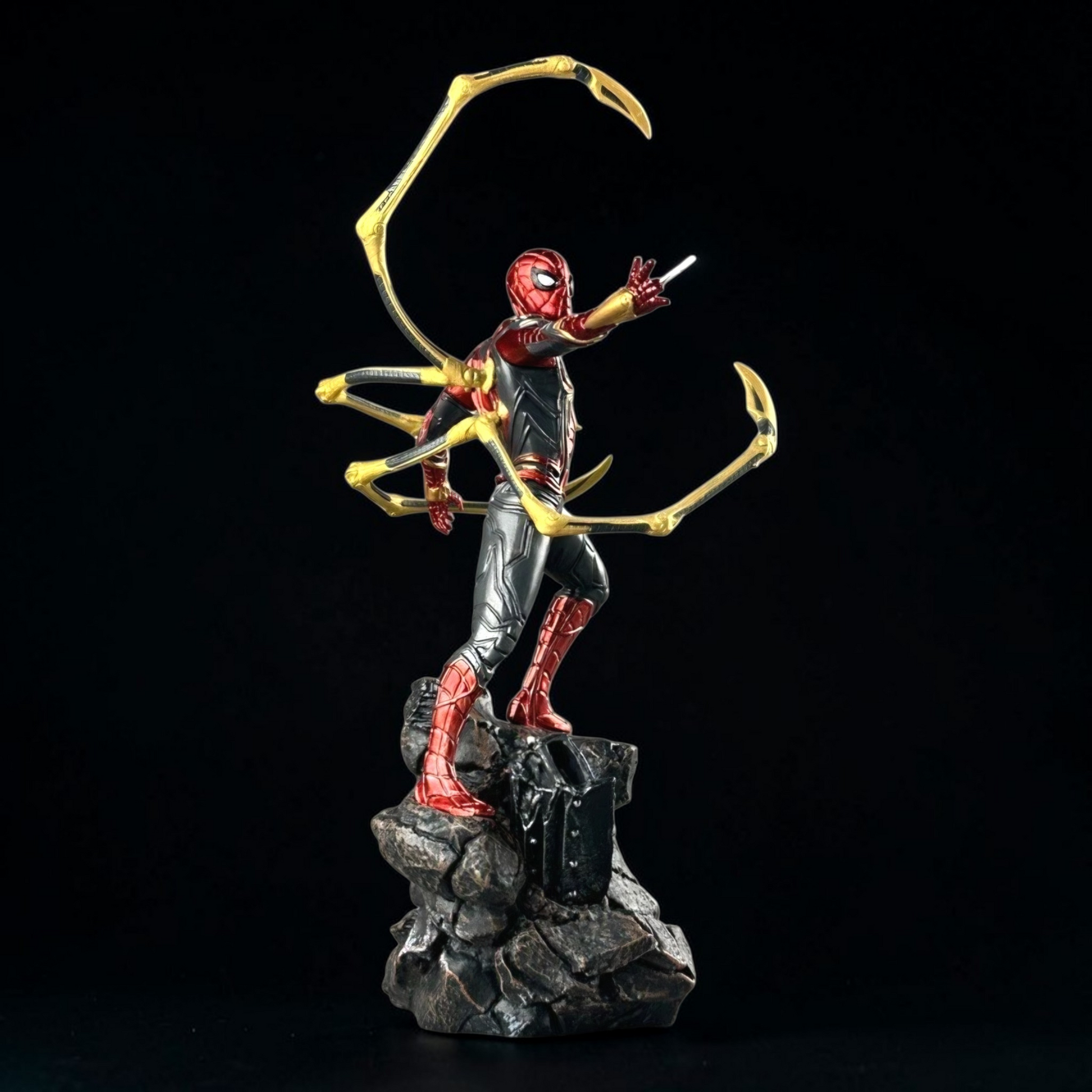 Statue of a superhero with a bow and arrow on a dark background