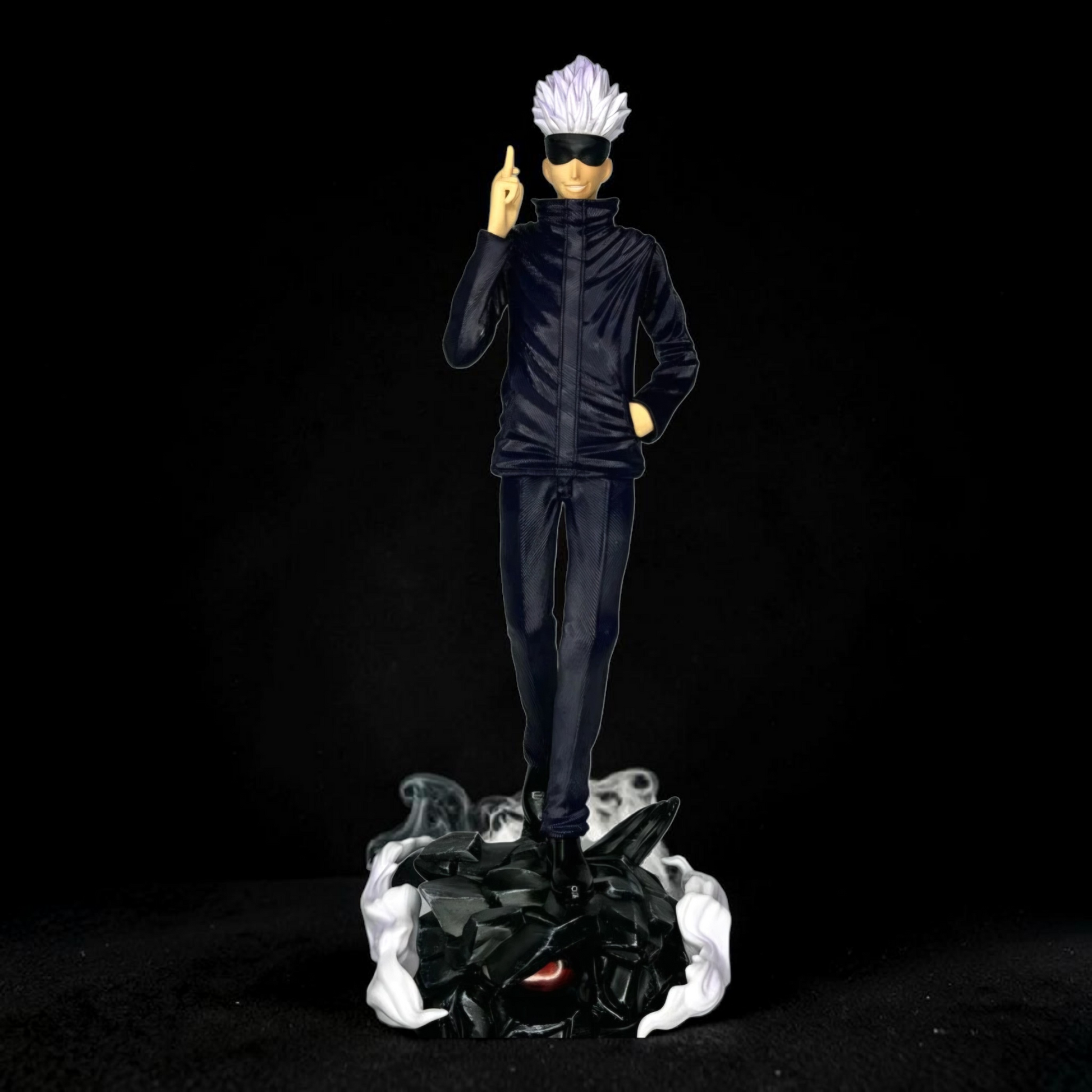 Action figure of a character from a popular anime series on a black background